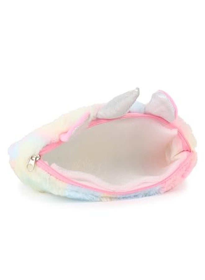 Jiada Unicorn Horn Ear Pencil Pouch, Soft Fur Plush Material Birthday Return Gifts Pack of 6 - Image 2